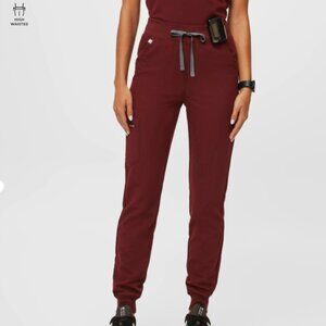High Waisted Zamora Jogger Scrub Pants - Burgundy, Small/Tall